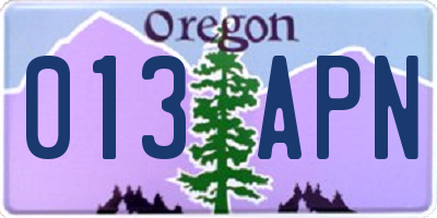 OR license plate 013APN