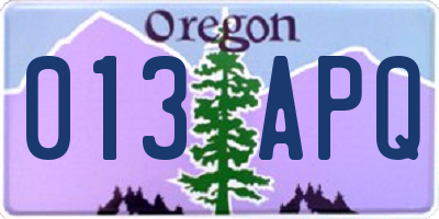 OR license plate 013APQ