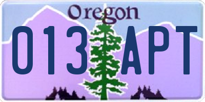 OR license plate 013APT