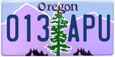OR license plate 013APU