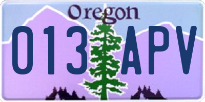 OR license plate 013APV