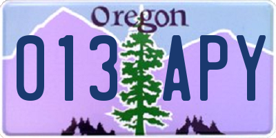 OR license plate 013APY