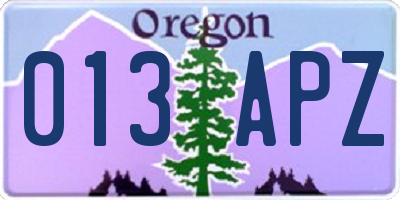 OR license plate 013APZ