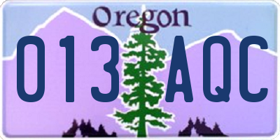 OR license plate 013AQC
