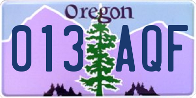 OR license plate 013AQF