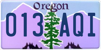 OR license plate 013AQI