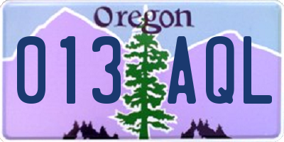 OR license plate 013AQL