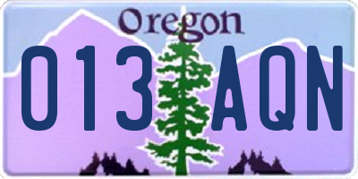 OR license plate 013AQN