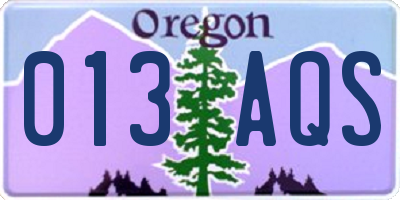 OR license plate 013AQS