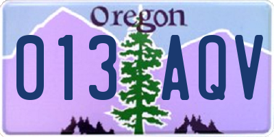OR license plate 013AQV