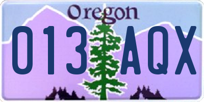 OR license plate 013AQX
