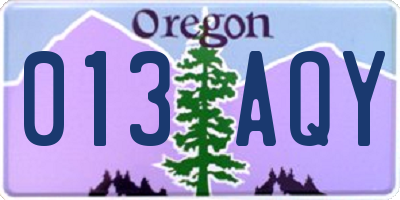 OR license plate 013AQY