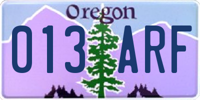 OR license plate 013ARF