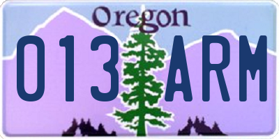 OR license plate 013ARM