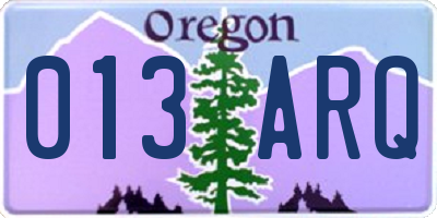 OR license plate 013ARQ