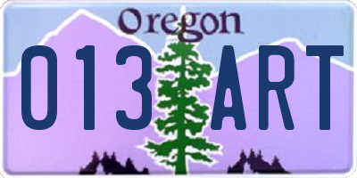 OR license plate 013ART