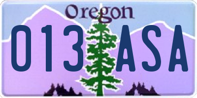 OR license plate 013ASA