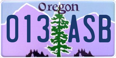 OR license plate 013ASB