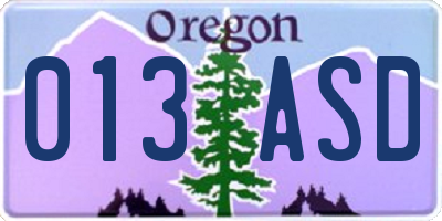 OR license plate 013ASD