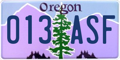 OR license plate 013ASF