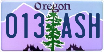 OR license plate 013ASH