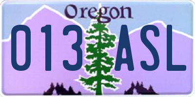 OR license plate 013ASL