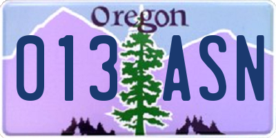 OR license plate 013ASN