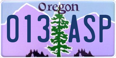OR license plate 013ASP
