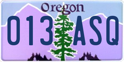 OR license plate 013ASQ