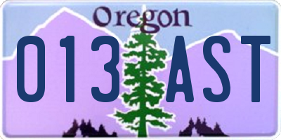 OR license plate 013AST