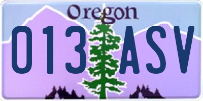 OR license plate 013ASV