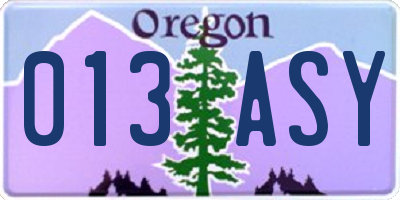 OR license plate 013ASY