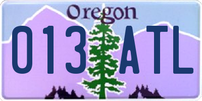 OR license plate 013ATL