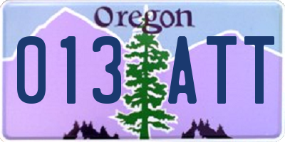 OR license plate 013ATT