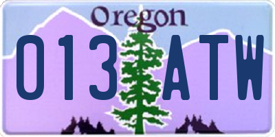 OR license plate 013ATW