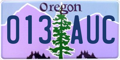 OR license plate 013AUC
