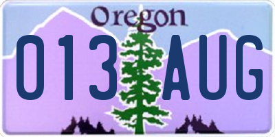 OR license plate 013AUG