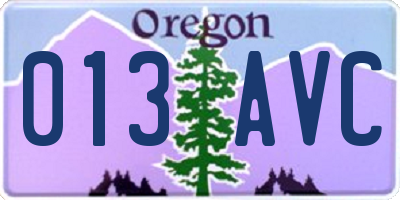 OR license plate 013AVC