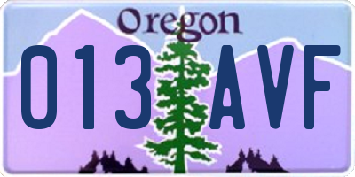 OR license plate 013AVF