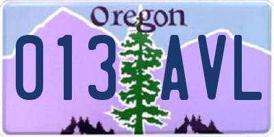 OR license plate 013AVL