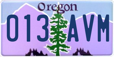 OR license plate 013AVM
