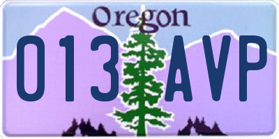 OR license plate 013AVP