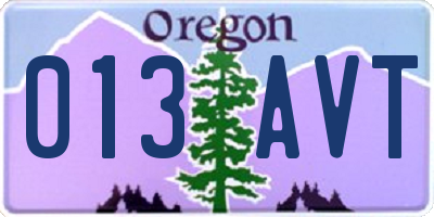OR license plate 013AVT