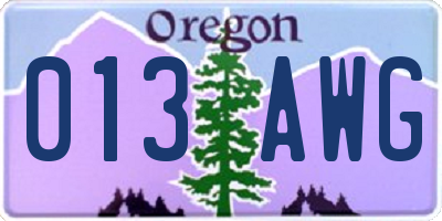OR license plate 013AWG