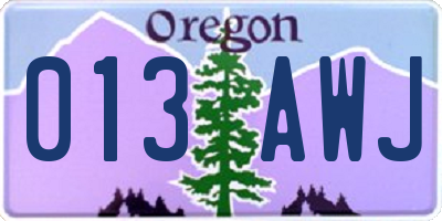 OR license plate 013AWJ