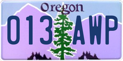 OR license plate 013AWP
