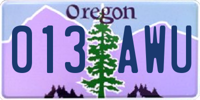 OR license plate 013AWU