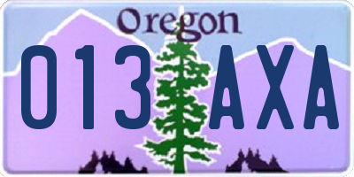OR license plate 013AXA
