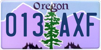OR license plate 013AXF