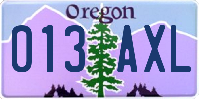 OR license plate 013AXL